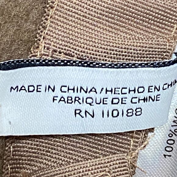 Nine West Felted Wool Hat Tan Wide Brim Cloche Black Faux Leather Band - Picture 10 of 11